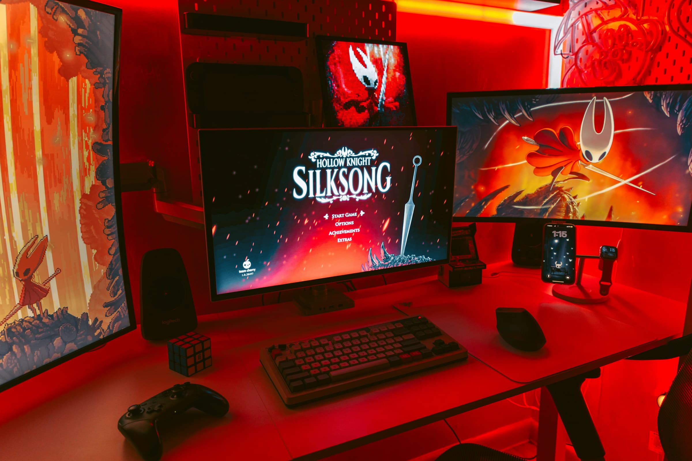 Screenshot of Hollow Knight running on PS5 at 4K with HDR, showing Hallownest in next-gen